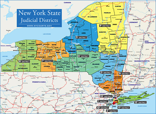 map of New York State and the Judicial Districts