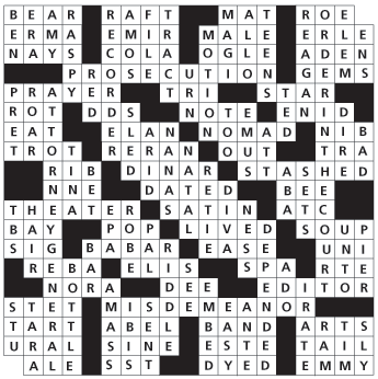 crossword puzzle solution