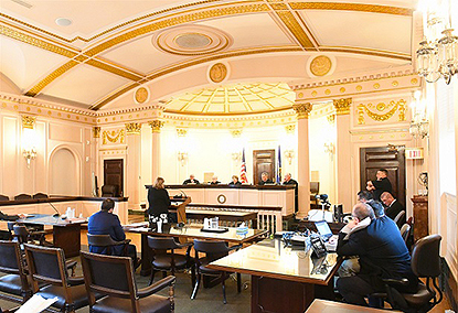 Photo of Presiding Justice Elizabeth Garry presided over a session of the Third Department on September 2018 in the Ceremonial Courtroom of the Albany County Courthouse