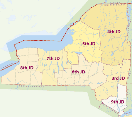 NY State Map with Judicial District boundaries